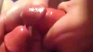 Close up big cock handjob