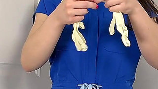 Strip to Apply Lotion with Latex Exam Gloves