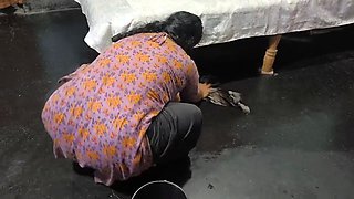 My aunty is cleaning the house and I hugged my step aunty