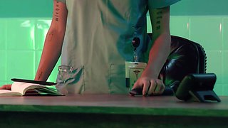 Skinny mortician gets fucked by a couple of demons