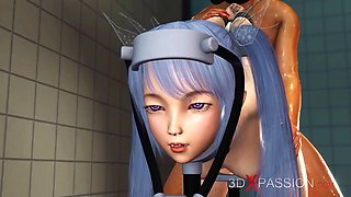 Cute japanese student and hardcore machine
