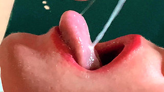 Foreskin: She Gags From Huge Amounts of Sperm, Going Down Her Throat Closeup