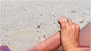 She Shows Her Ass On The Beach Of Cap Dagde And Jerks Off Her Pussy And Then Her Boyfriends Cock W