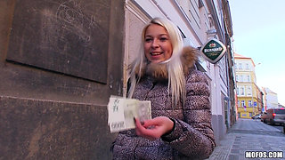 Public Pickups - Young Blonde Karol Lilien Gets Persuaded by Green Bills for a Shower Blowjob & POV Handjob with Martin