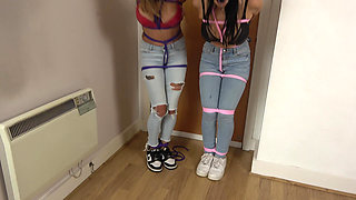 Carmen and Tatti's Tight Ballgags & Drooling Torment: Elbow Bound Strappado Nightmare!