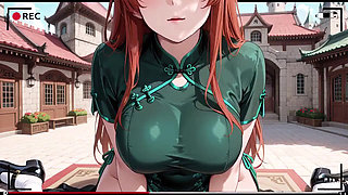 Red Hair & Emerald Qipao! Lazy Seduction in the Eastern Courtyard