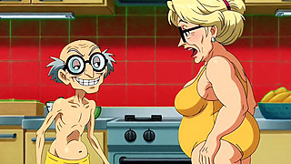Hentai Granny Gets Double Hot Love for Breakfast