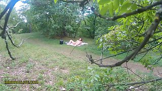 18-year-old Caught Sunbathing Naked In The Forest By Father And Son – Mia Rose Part 1 Of 3