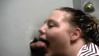 My girlfriend gets facial in a glory hole action