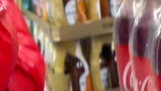 Extreme risky handjob in supermarket an wiped cum on product :p !