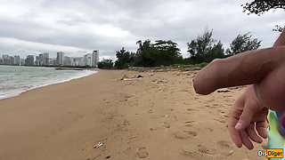 Babe Can I Cum on Your Tits? - Cock Flashing on the Beach
