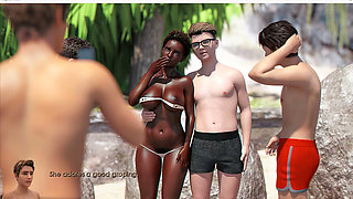 Special Request - Gameplay - Roleplay - Ebony MILF Wears Micro Bikini and Group Sex with Teen Boys at Beach