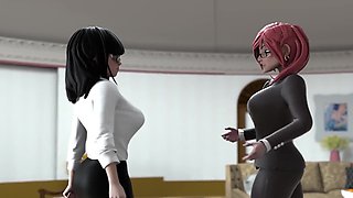 HENTAI SEX SCHOOL - Futanari Beauty Fucks The Principal + HER FIRST MMF CREAMPIE!