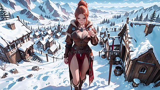 Illicit Leather Armor Seduction in Medieval Village. Cold Queen Unzips Her Gear & Goes Wild!