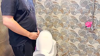 Fuck and Creampie for a Busty Babe on the Bathroom Floor