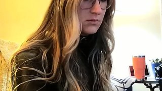 Cute blonde teen in blue panties masturbation on webcam