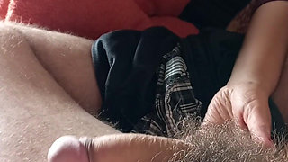 I Tease Your Cock on the Couch Until Creamy Cumshot While Watching TV - POV Handjob