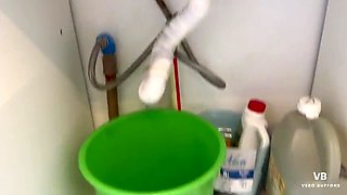 Amateur Blonde Takes Maintenance Man's Load in Mouth While Cuckolding Husband