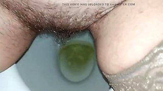 Hairy Housewife GinnaGg Pissing Close Up Toilet Pee Play