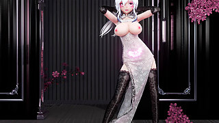 [mmd]haku "mr." Transparent Lace Cheongsam Big Lewd Pattern Black Silk