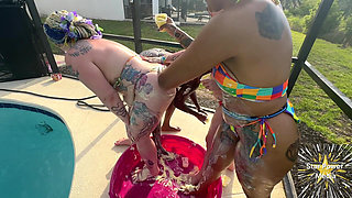 Creamy Custard Playtime: Savanna, Giana, Bleu & Livie Get Messy