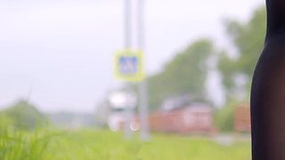 112-i Love Teasing Drivers, Sexy Dressed in a Skirt and Stockings, While Waiting for My Bus *60fps