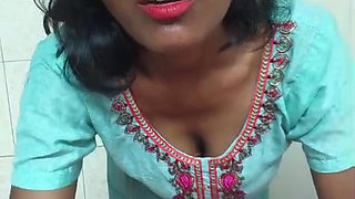 Indian Housewife in bathroom