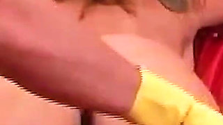 Ass Fingering with Rubber Gloves During Massage