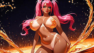 Meet my fiery neon pink-haired anime bombshell with sexy pigtails, Ai animation