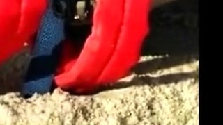 Big-Breasted Girl's Orgasm at the Beach
