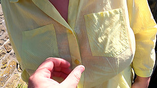 Spanking Her Naked Tits in Medieval Castle