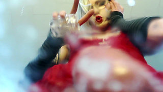 red lace glasses femboy crawl tease - fleshlight fuck & pov cums on your face