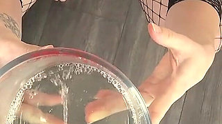 Filling Her Ass with Both of Our Piss and Cum with Speculum and Pouring All Over Her While I Piss on Her.