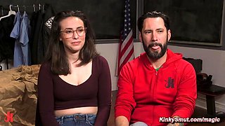 Bound evidence clerk ass fucking banged by big penis dirty cop