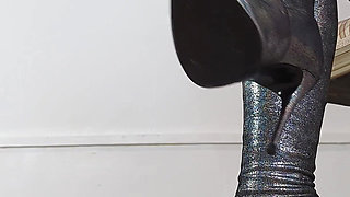 Shoeplay and Walking in Holo High Heel Thigh High Boots (shoe Collection) - Dame Olga 4K (718)