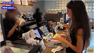 Katty West In Blowjob In A Public Toilet Starbucks And Cumwalk - She Drinks Coffee With Cum On Face Among People