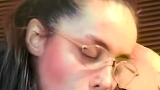 The Girl with Glasses Gets Her Hairy Pussy Pounded and Her Ass Smashed