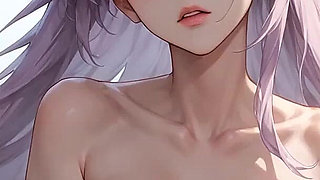 Violet Hair Goddess Sips Morning Coffee in Sunlit Sanctuary