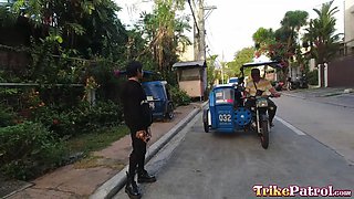 Gets picked up by for trike patrol and gets pounded with his