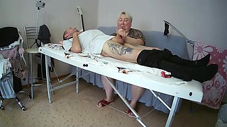 Stepmother-in-law Sucks And Jerks Off My Dick On The Massage Table And Swallows Cum