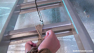 Anouk Tied to Ladder Tit-grabbed Nipple-clamped