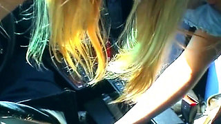 Blonde Sucks Cock and Shows Wet Pussy in Car