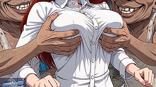 A hot red-haired government clerk apparently wants to visit an ugly man's home to sex -  HD Hentai Video