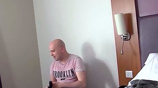 Mature Blonde Dominates Bald Man