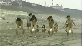 japanese nude girls ball playnig on the beach