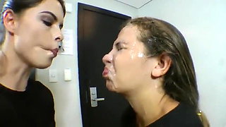 Brazilian lesbian face licking