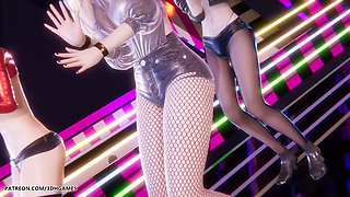 Mmd Babymonster - Batter up Ahri Evelynn Akali Sexy Striptease League of Legends Hentai Uncensored 4K 60fps