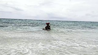Monika Fox Swims In Sea And Fucks Pussy With A Big Dildo On