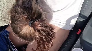 Stepsister sucks stepdad in the car and then stepdad fucks me on the hood