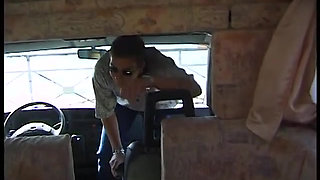 Girl in pantyhose fucks a massive cock on the ambulance to an ass cumshot